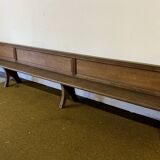 Monumental church pew with paneled backs, 19th century, circa 1880, made of oak and poplar
