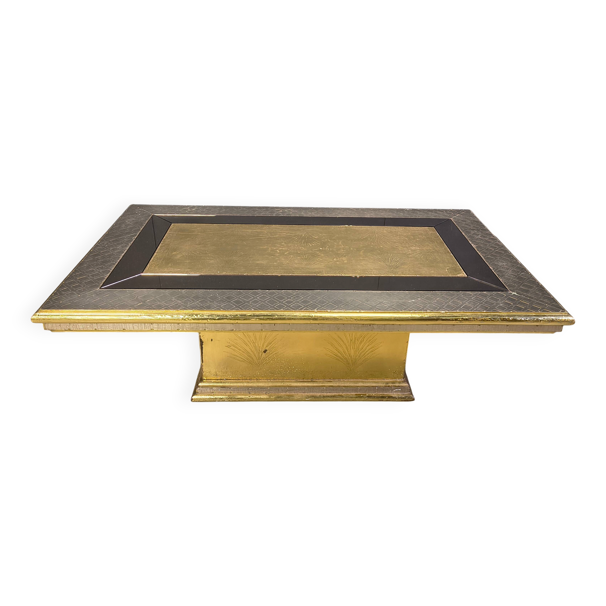 Gony Nava etched brass coffee table, 1970s