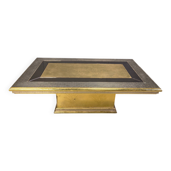 Table basse en laiton gravé Gony Nava, années 1970 — Beyit