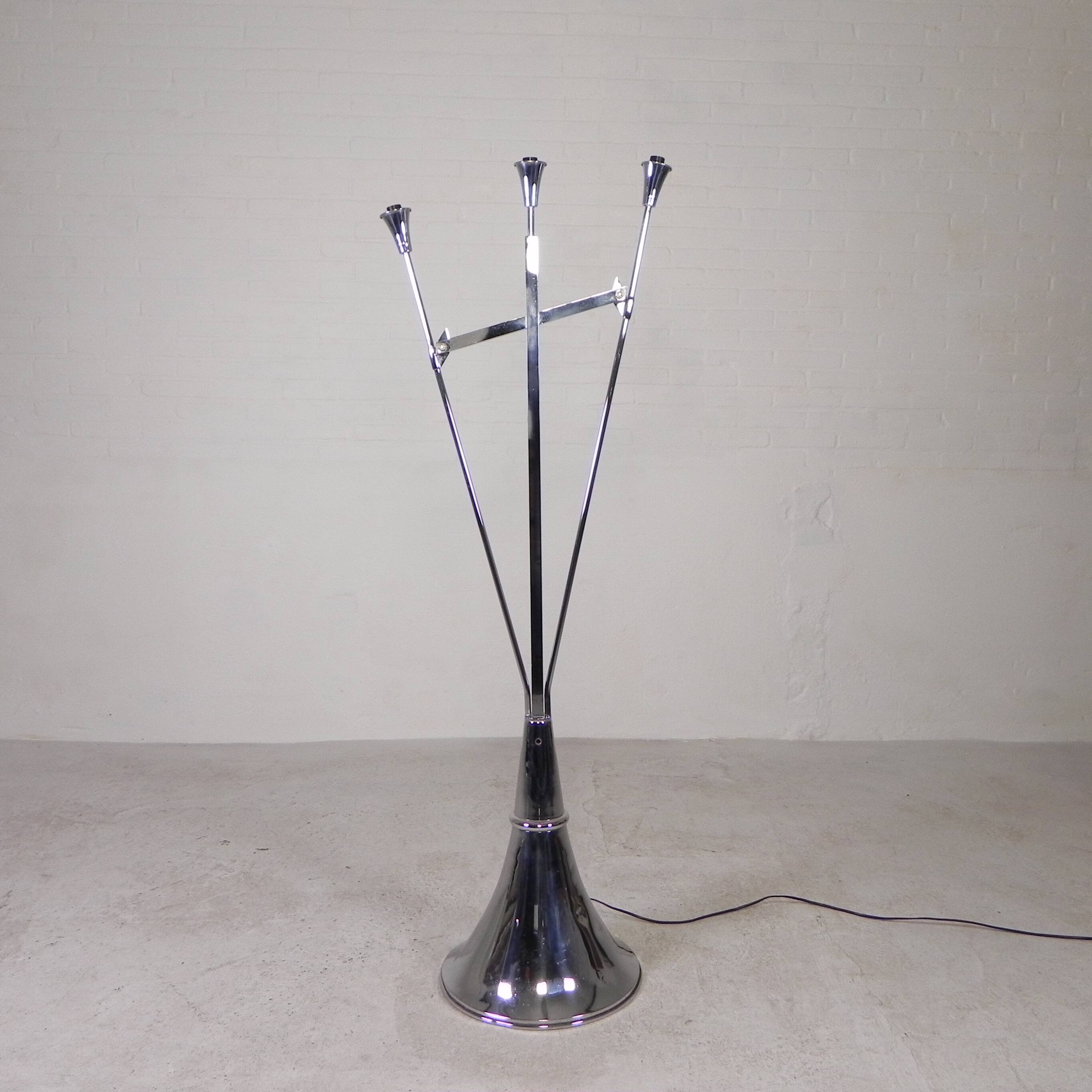 Standing chrome lamp in Art Deco style, Jules Dewaele Brussels, 1950