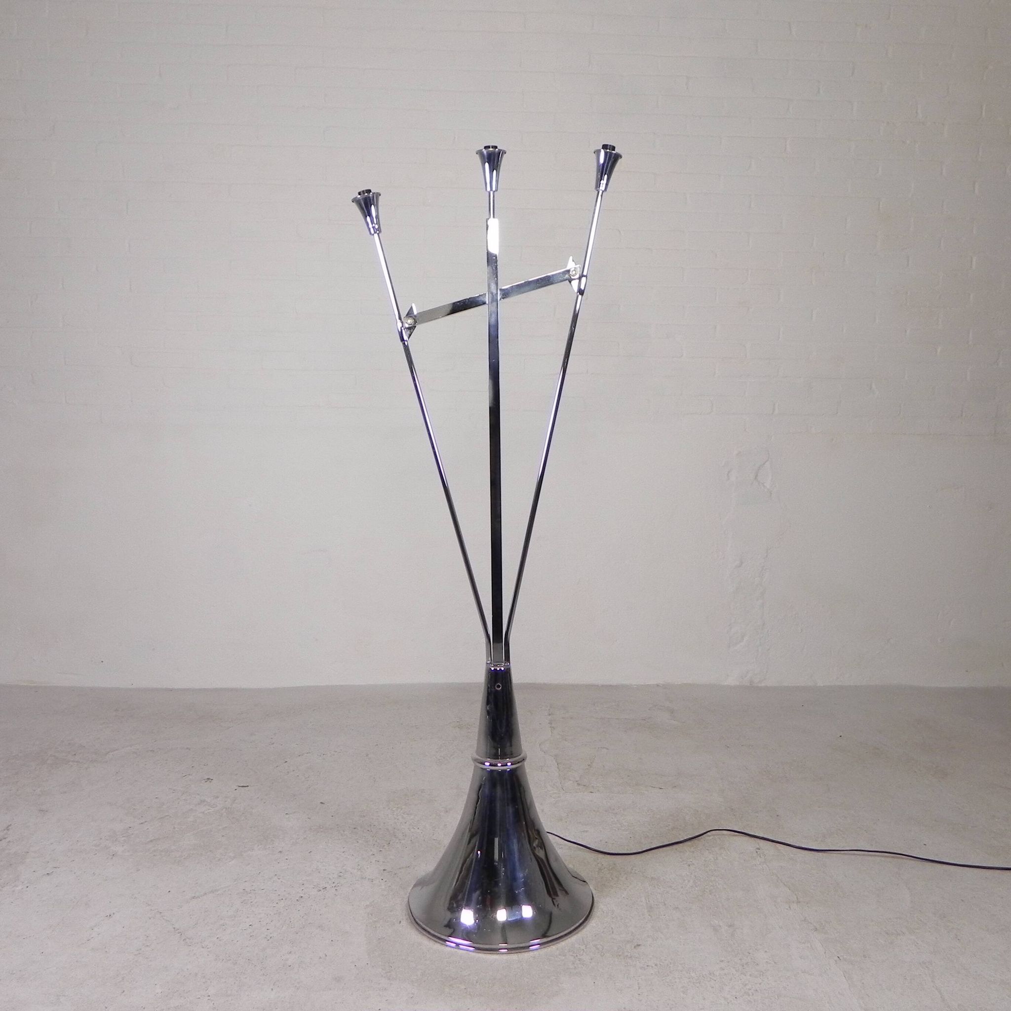 Standing chrome lamp in Art Deco style, Jules Dewaele Brussels, 1950