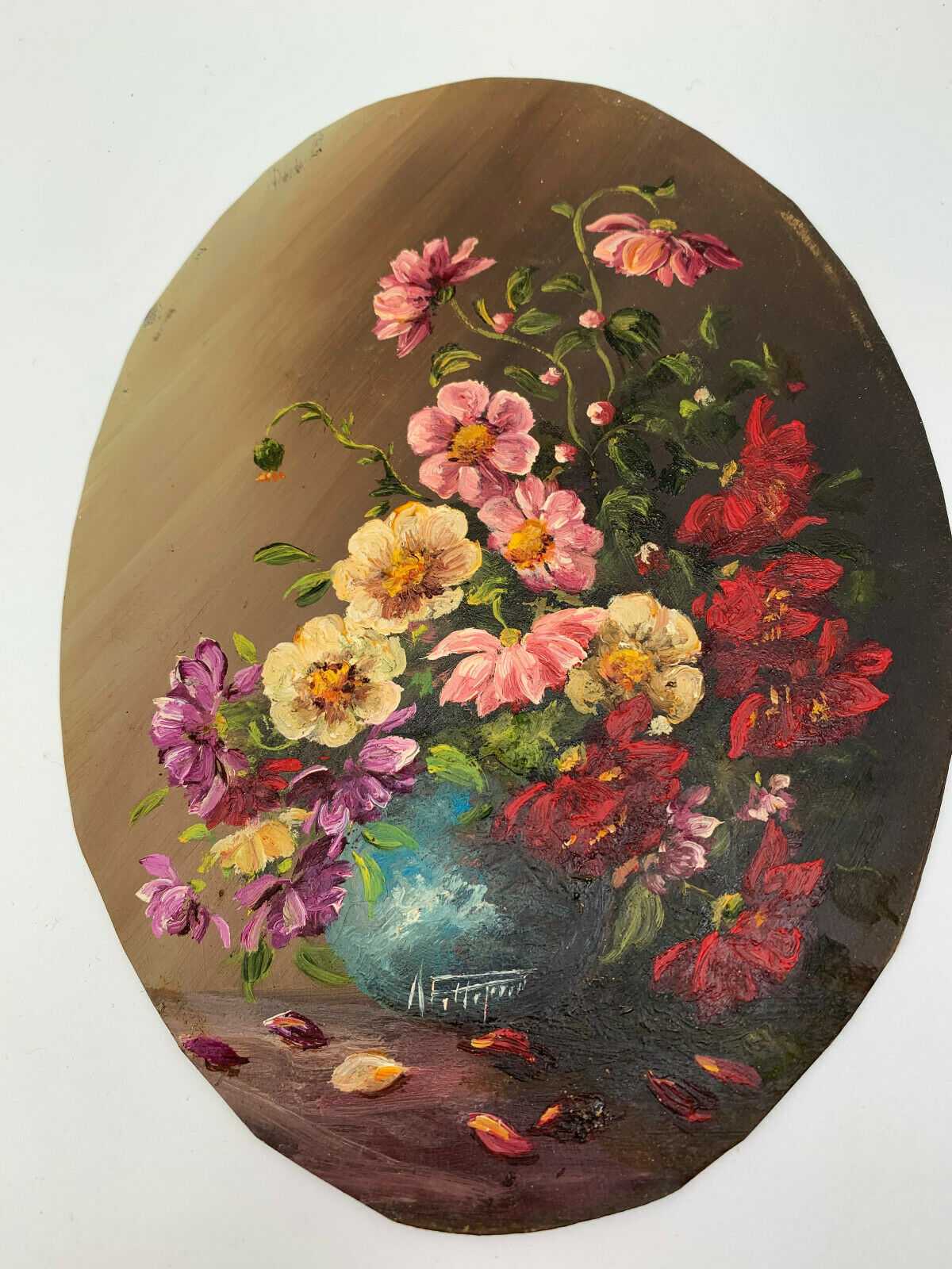 Lot miniature paintings floral decoration 1920