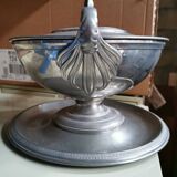 Pewter covered cup dish decorated with an imperial eagle empire napoleon