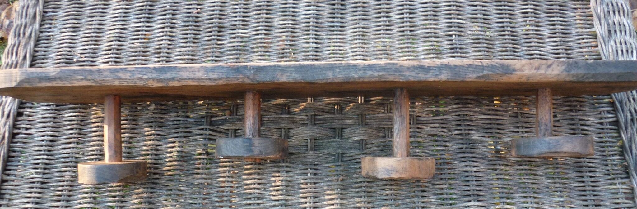 Brutalist wooden coat rack