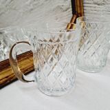 Set 4 chopes verre ciselé années 60