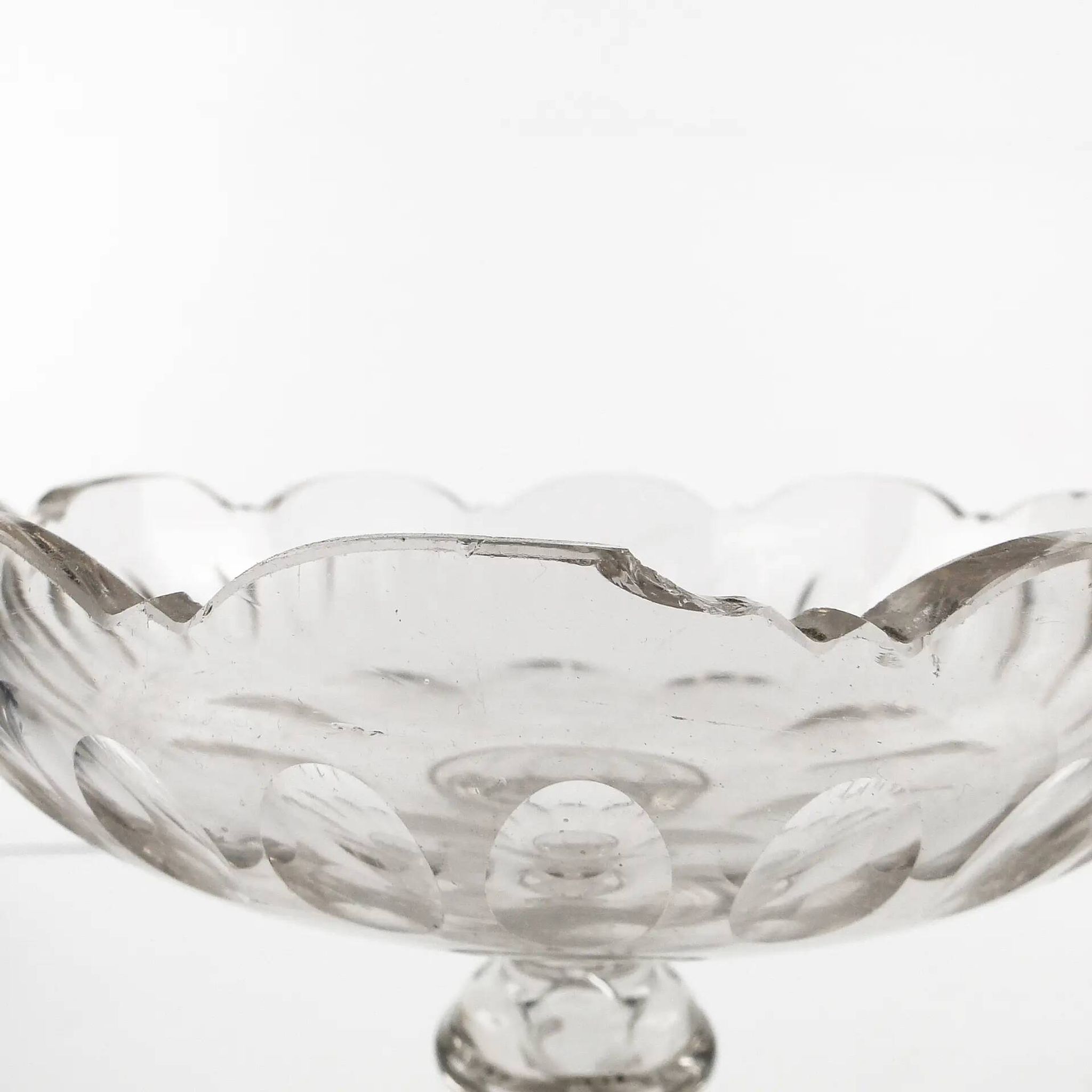 Biedermeier compote, transparent crystal, Czechia, 19th century