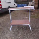 Iron and wood industrial rolling table