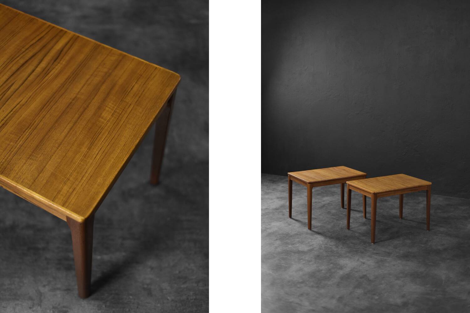 Vintage Mid-Century Scandinavian Modern Brown Teak Side Tables
