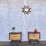 Pair of nightstands vintage bedside table compass legs