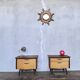 Pair of nightstands vintage bedside table compass legs