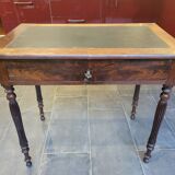 Side table with drawer and leather top