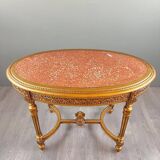 Louis XVI style oval table with marble top, 19th century