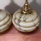 Pair of vintage marbled opaline globe wall lights