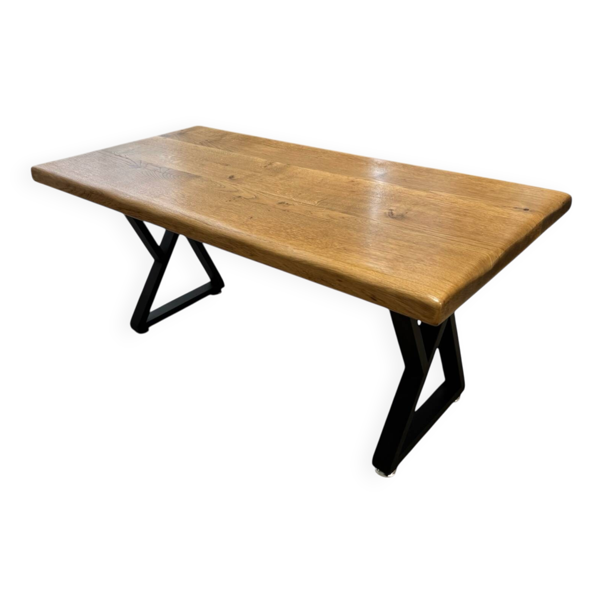 Table basse en chêne massif pieds métal noir