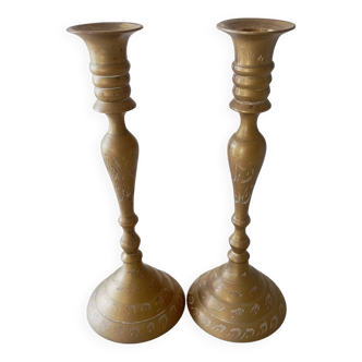 Pair of brass candlesticks