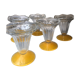 Set of 5 frosted yellow vintage ice cups