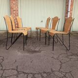 Chaises fer forgé rotin vintage