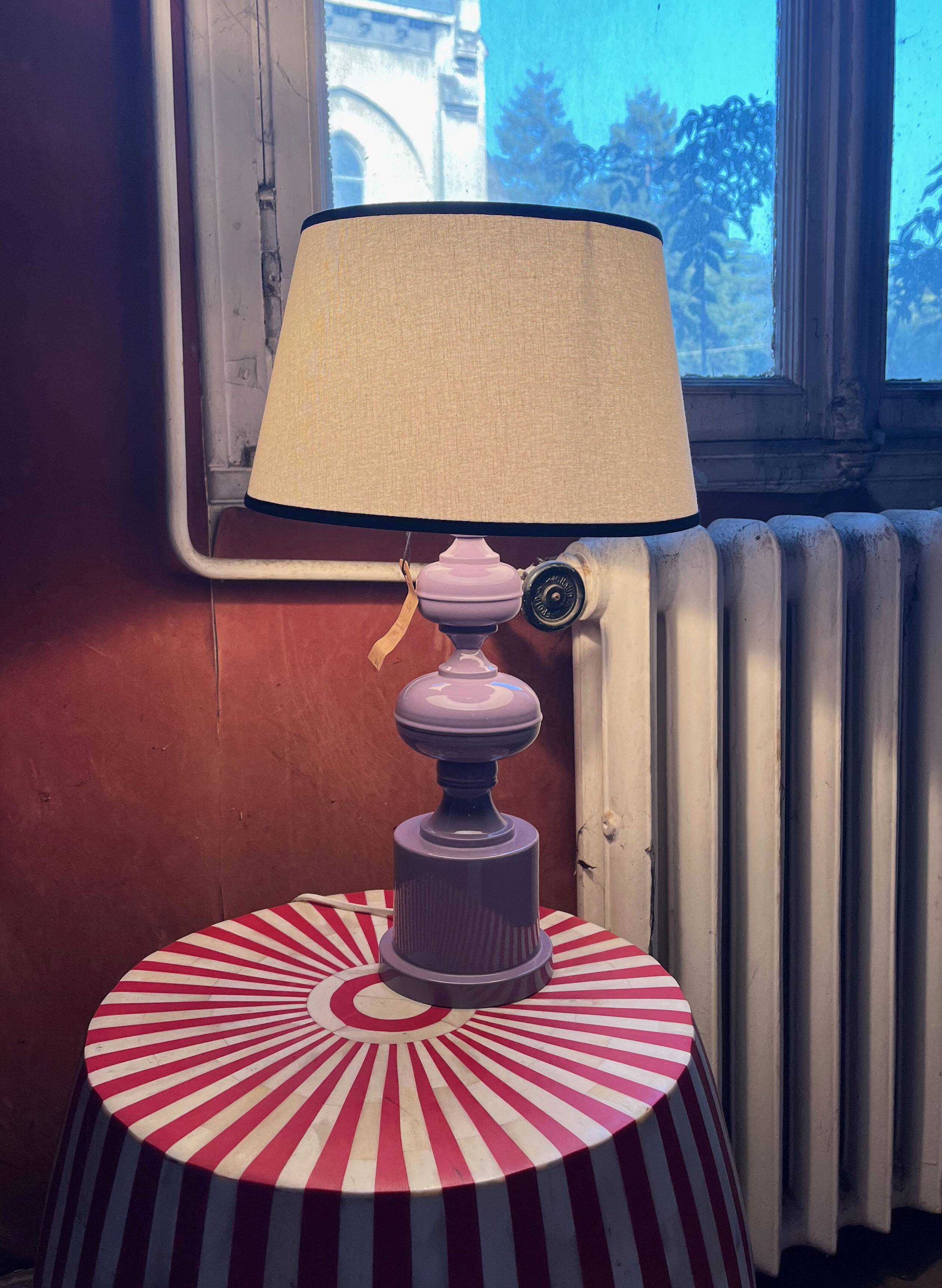 Vintage purple lacquered metal lamp from the 1970s