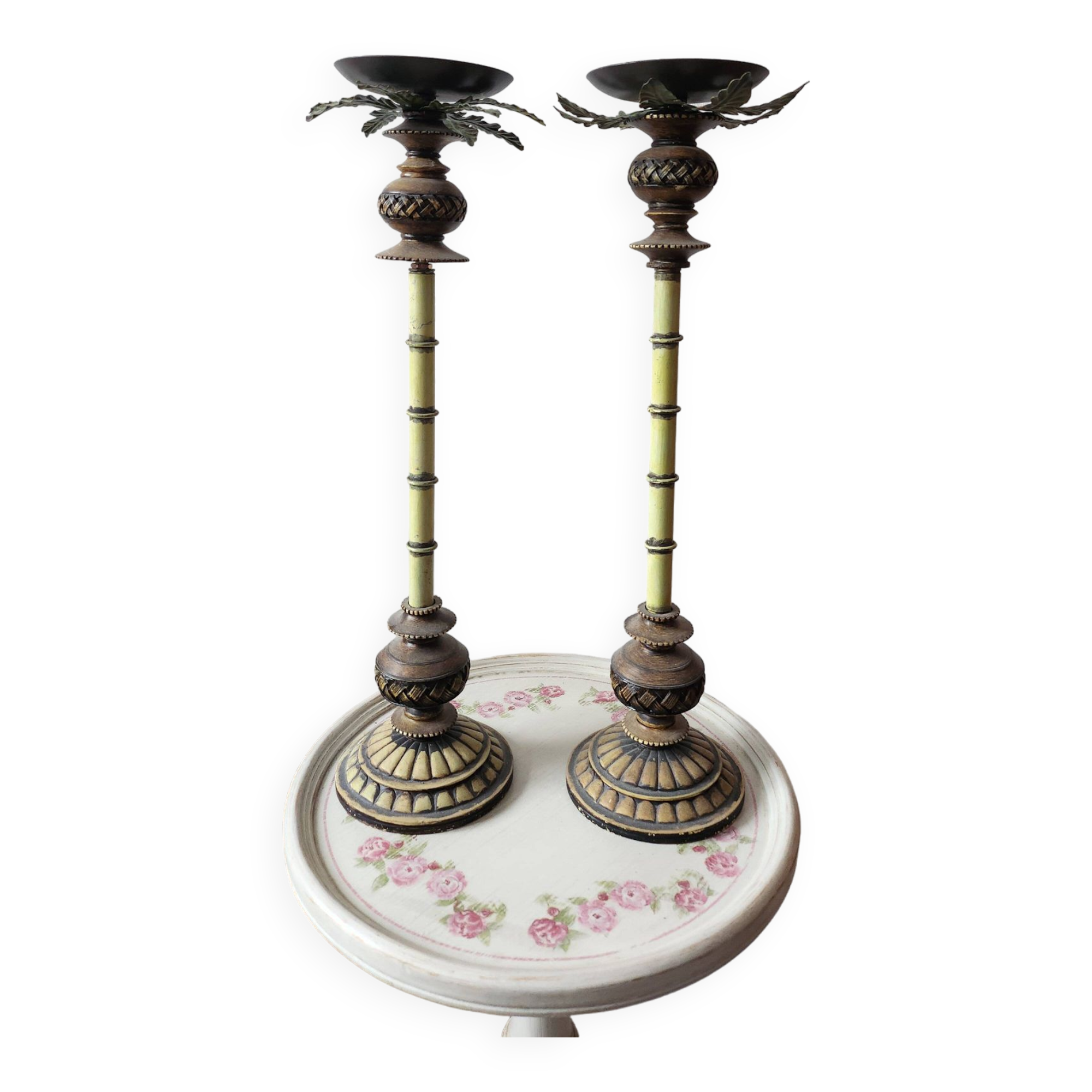 Wooden palm lamp bases or candle holders
