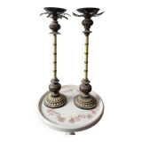 Wooden palm lamp bases or candle holders