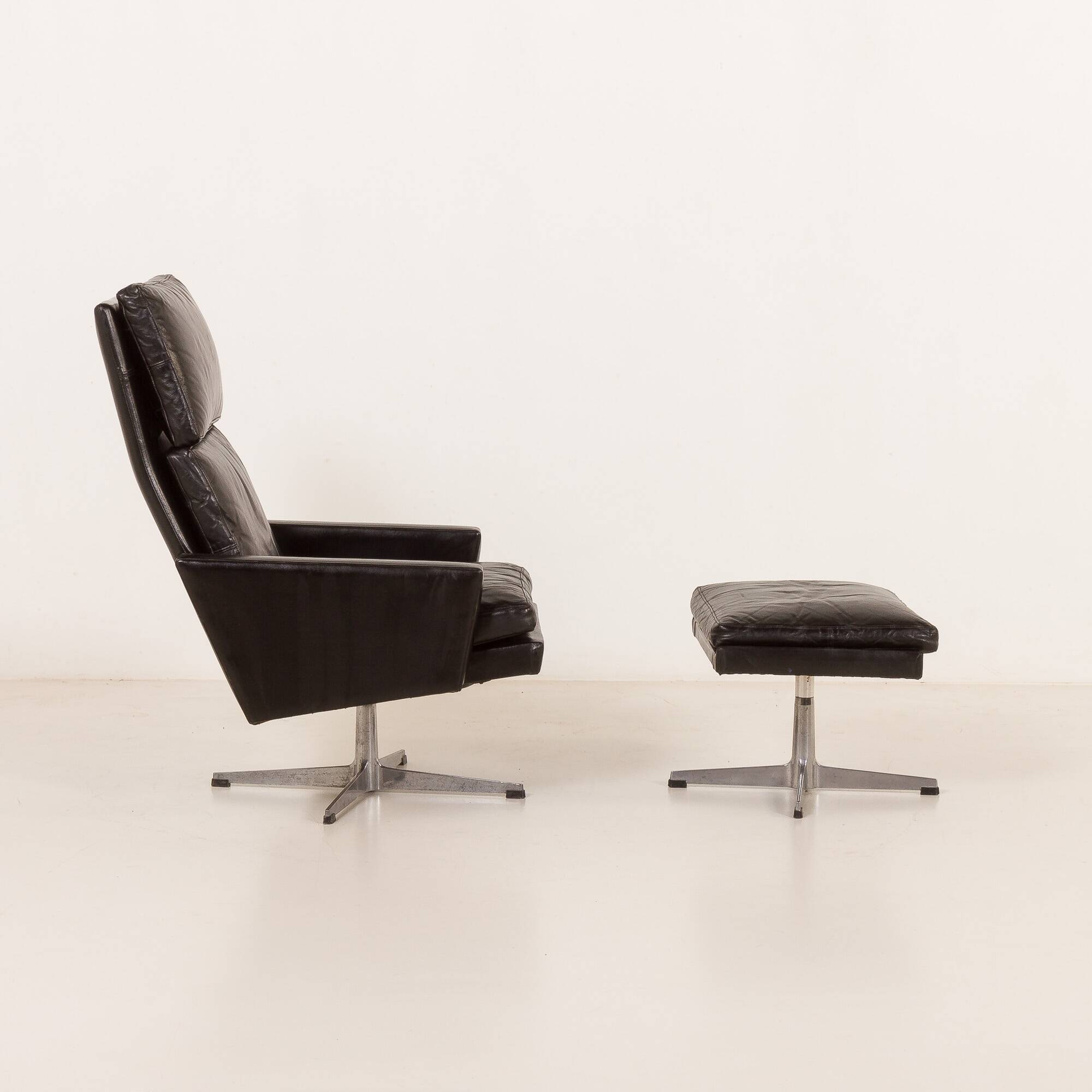 Danish vintage lounge chair with footstool, 1970s