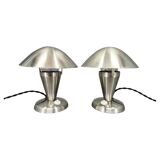 Pair of Bauhaus Chrome Adjustable Table Lamps, 1930s Czechoslovakia
