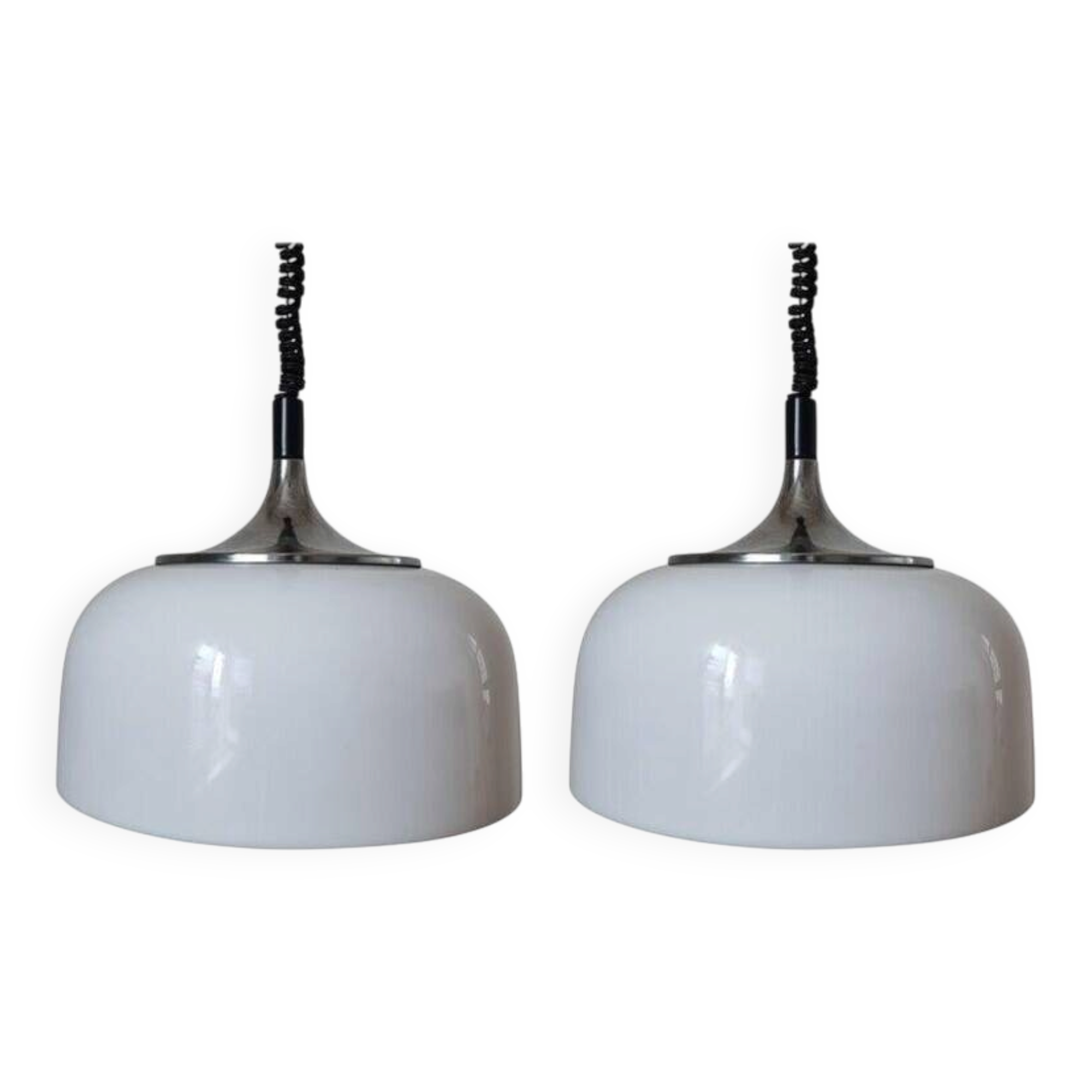 Set of Two Midcentury Design Pendants Meblo, Harvey Guzzini, Italy, 1970s