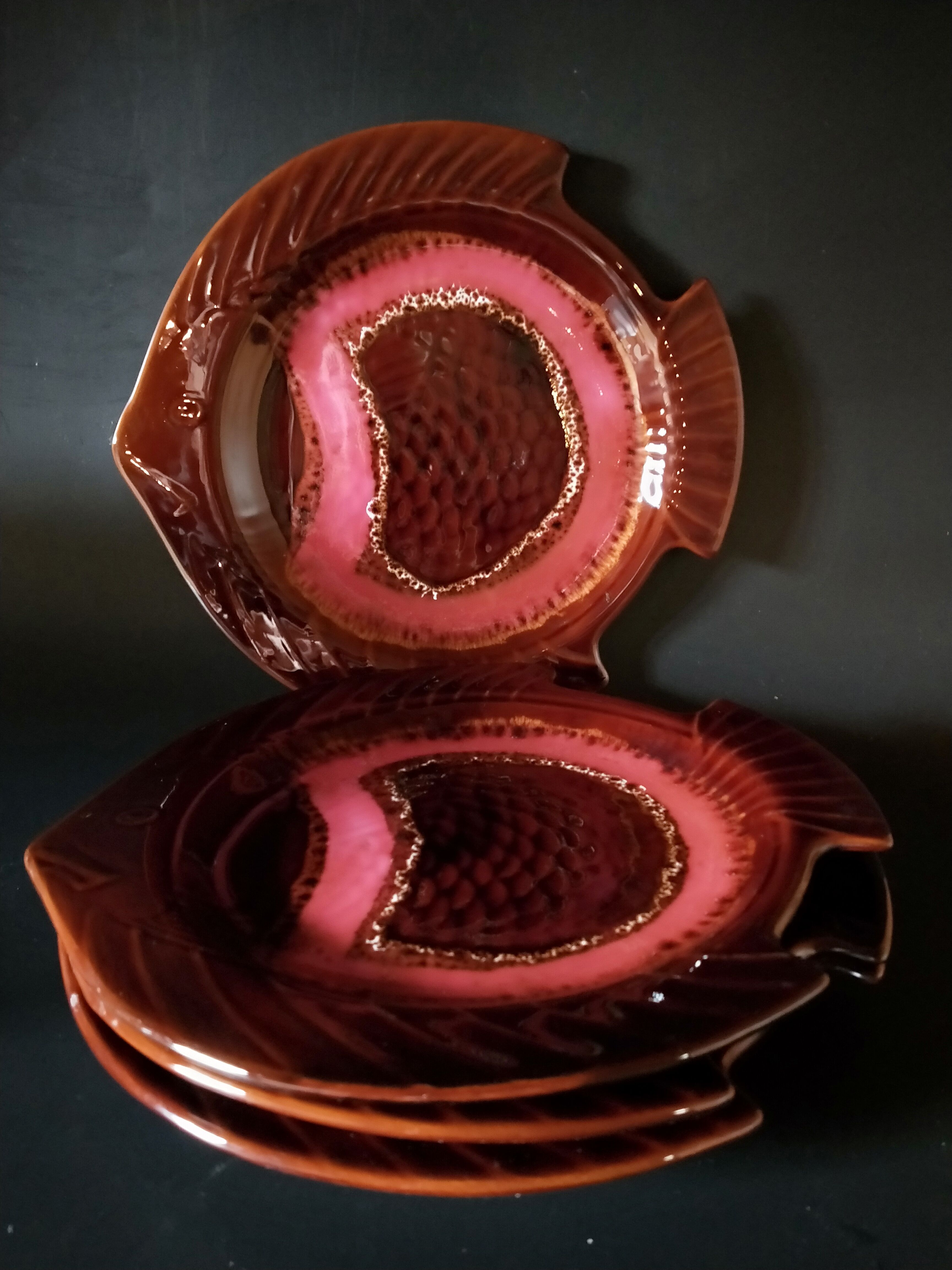 Lot 4 plates lizio fish shape