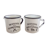 Lot de 2 mugs en tôle émaillée des années 50