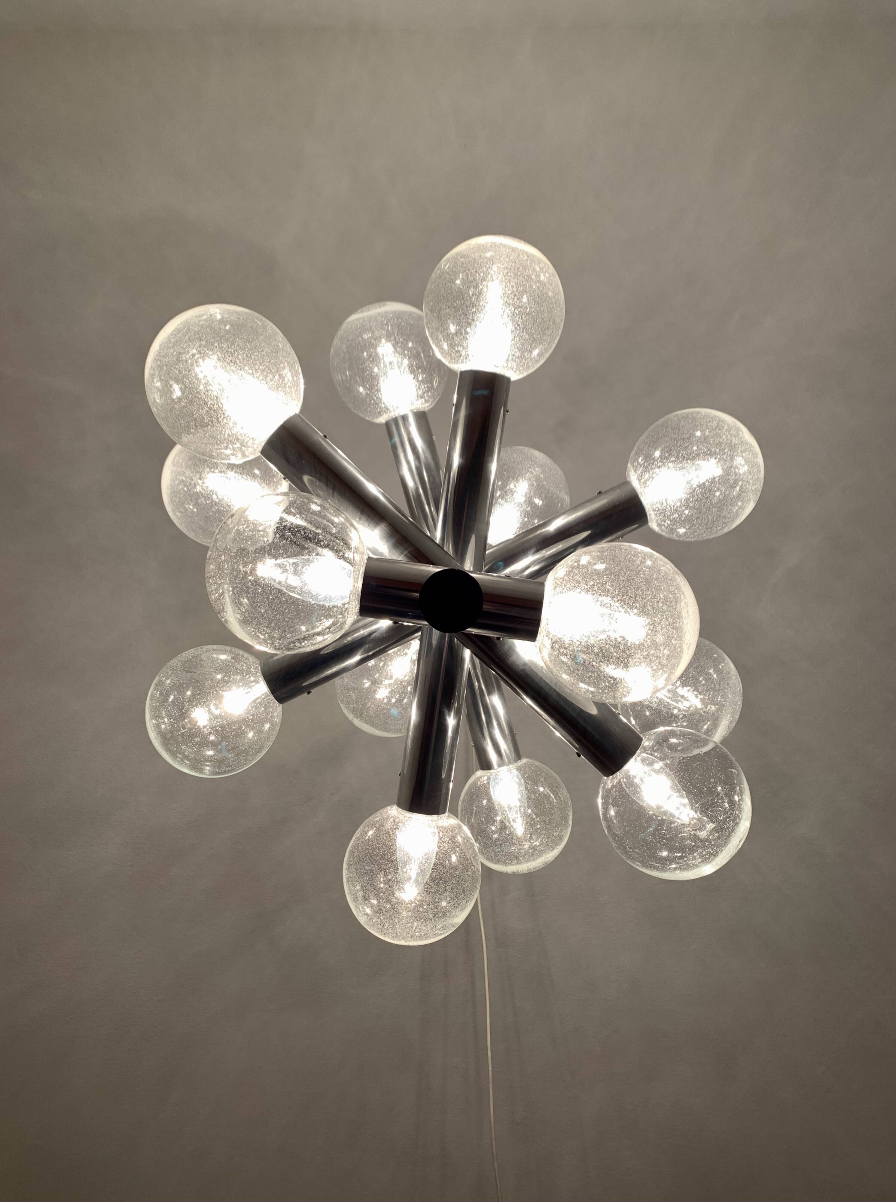 1970s Space Age Bubble Glass Chandelier by J.T. Kalmar