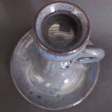 Vintage hand-held candle holder, ceramic, glazed terracotta, Saint Rome de Tarn X