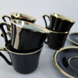 Porcelain coffee set - Porcelac - 6 cups + saucers - black and colors