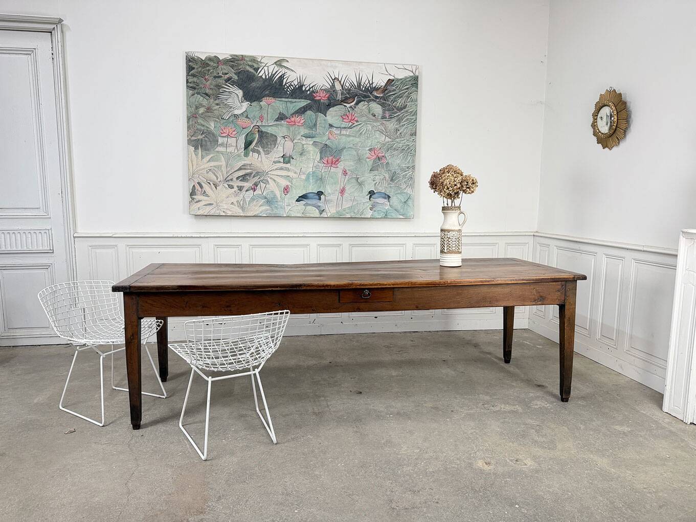 19th-century solid oak dining table