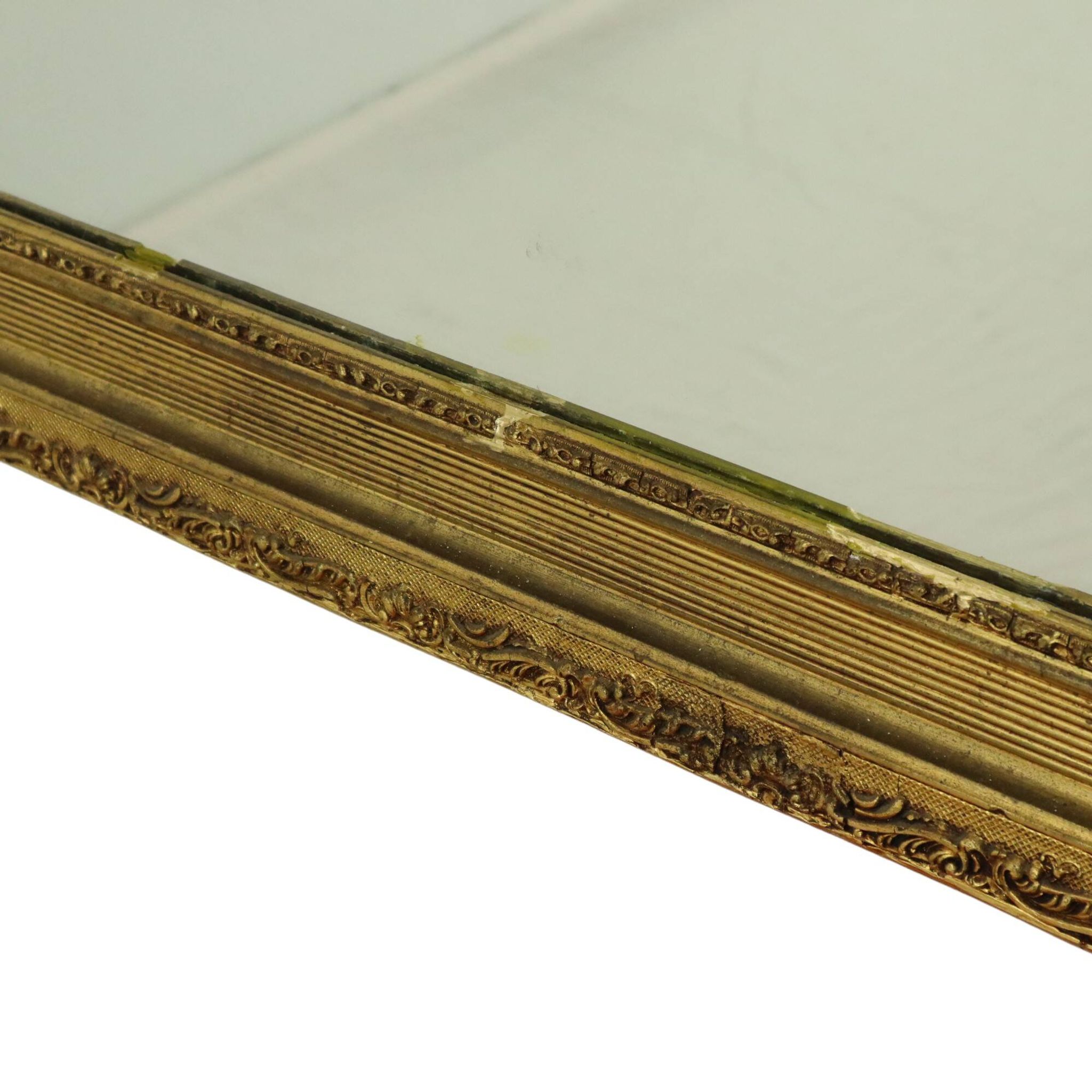 Large Antique Gold Mirror with Crown Classic Baroque France 118cm