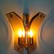 Wall lamp two fires in brass and curved glass from the 80s