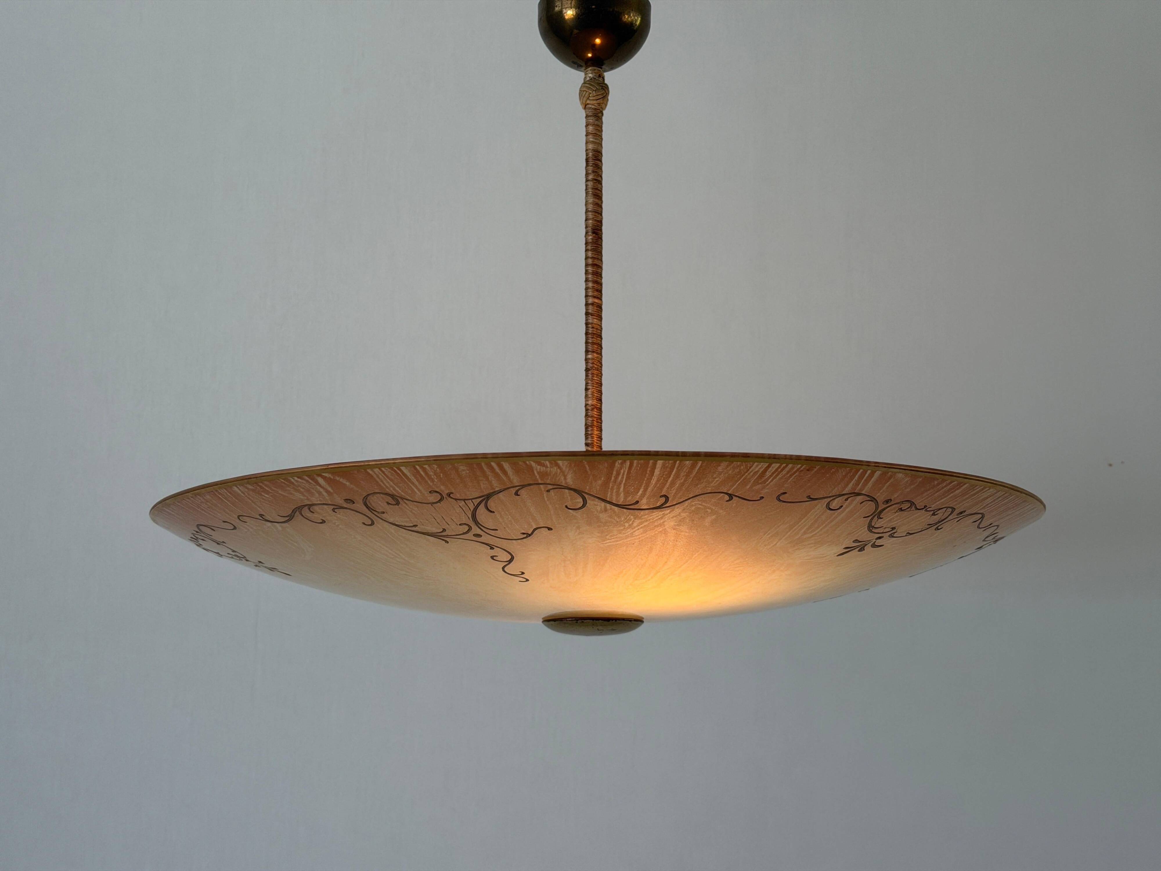Art Deco ceiling light in pink gilded glass, 1940s, Germany