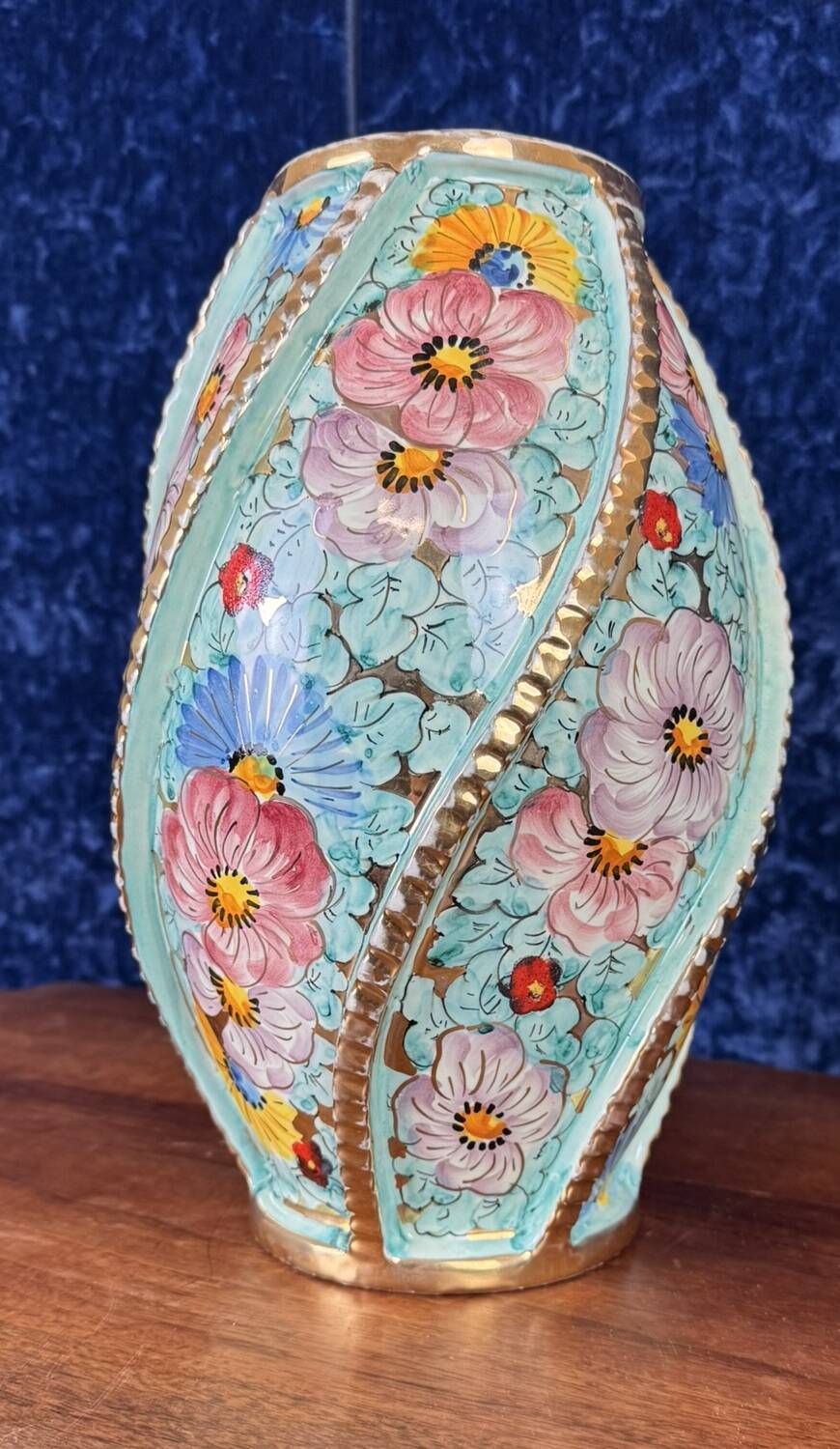 Santucci Deruta: large ceramic vase from the Art Deco period around 1940