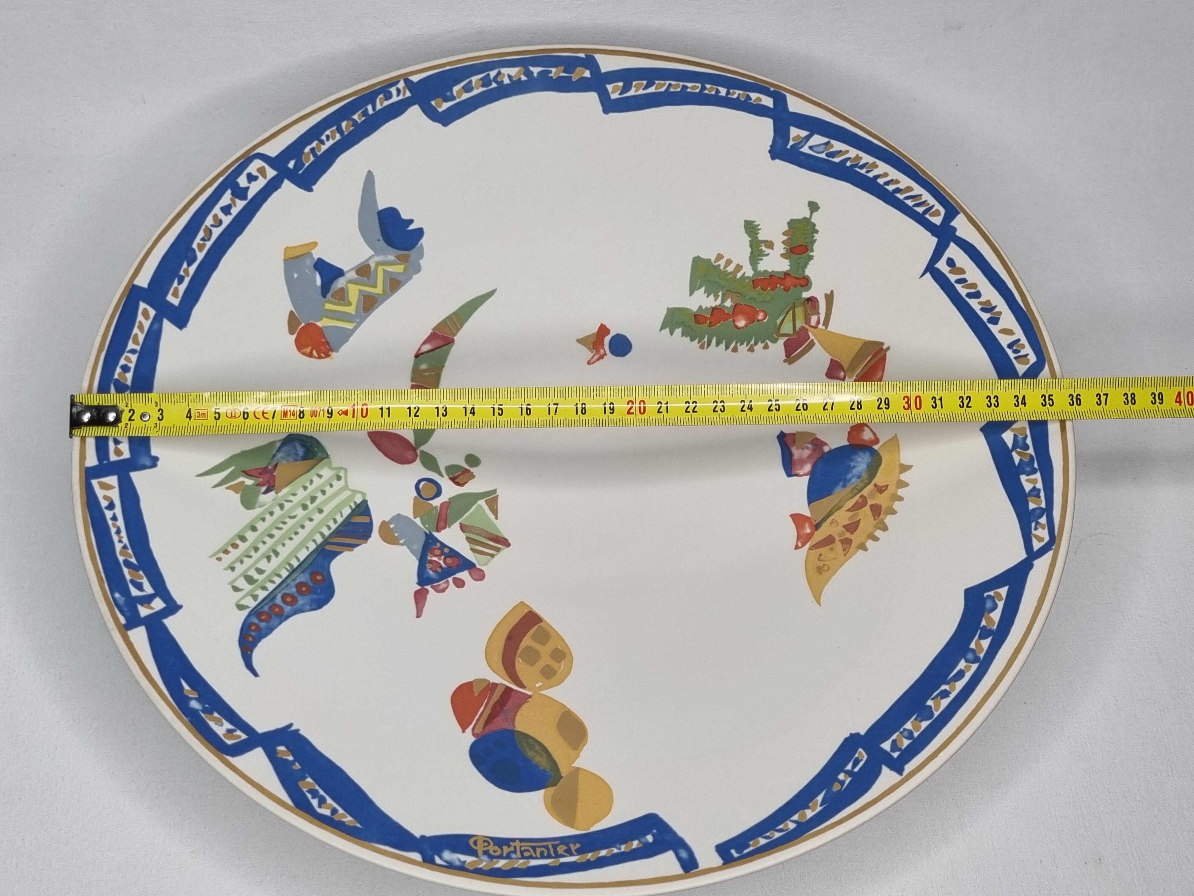 Large Rosenthal platter, 36 cm, Gilbert Portanier, abstract design, signed, 1970s