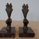 Art Deco bookends signed Jamar – birds in spelter on marble