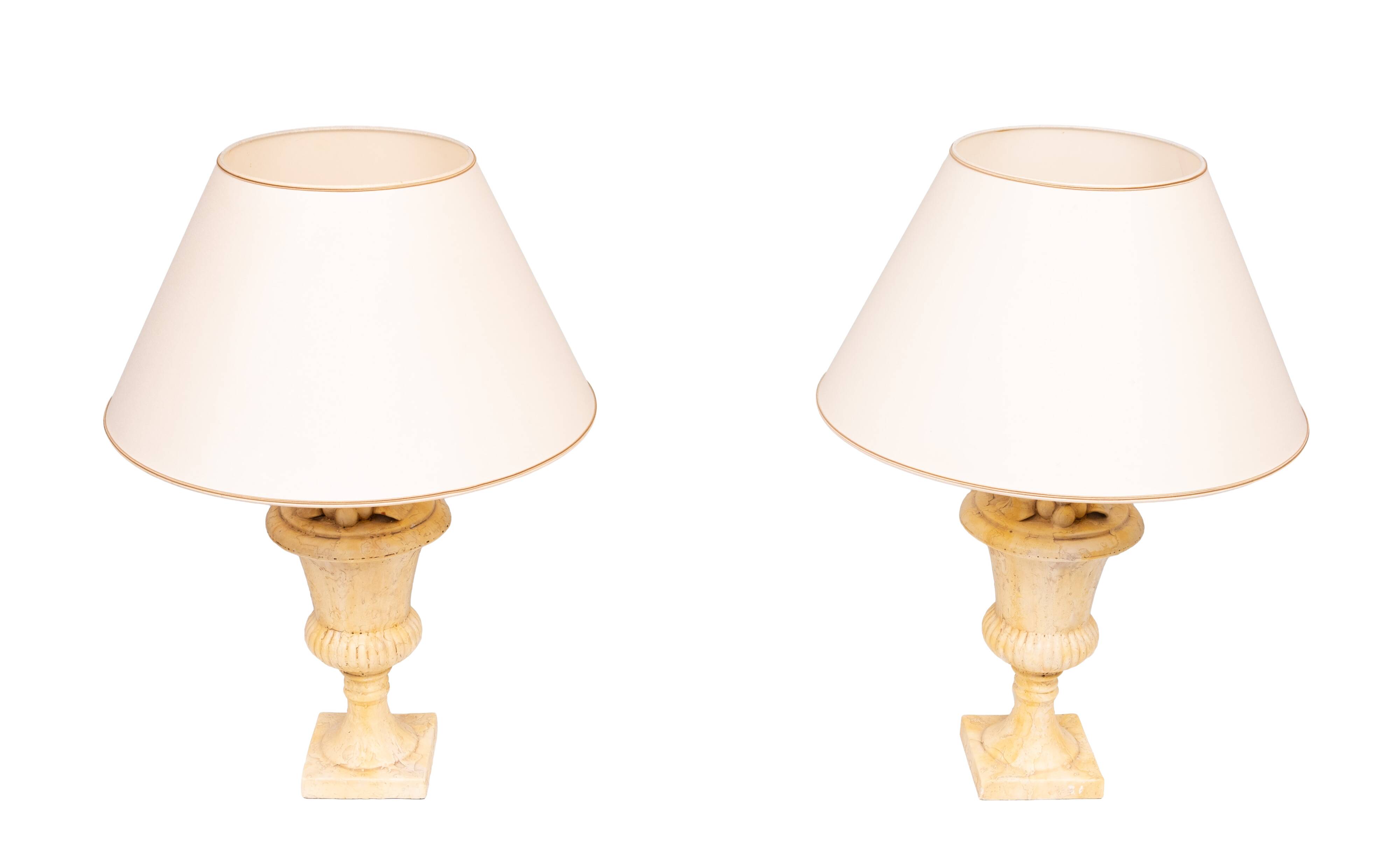 Lampes de table en céramique avec des motifs de fruits, urnes classiques grecques, années 1970, Italie.