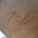 Enamelled stoneware pitcher signed