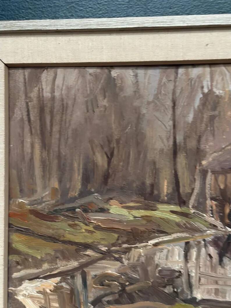 Original Swedish Oil on Panel – “Old Sawmill, Apelnäs Roasjö” by Gunnar Svensson – Dated 1962 – Vintage & Framed