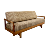 Old wooden sofa vintage brutalist design 60s