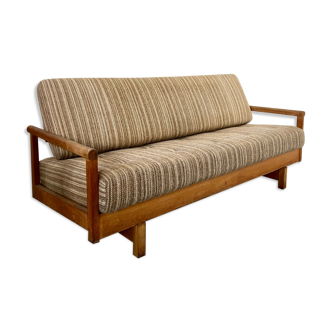 Old wooden sofa vintage brutalist design 60s
