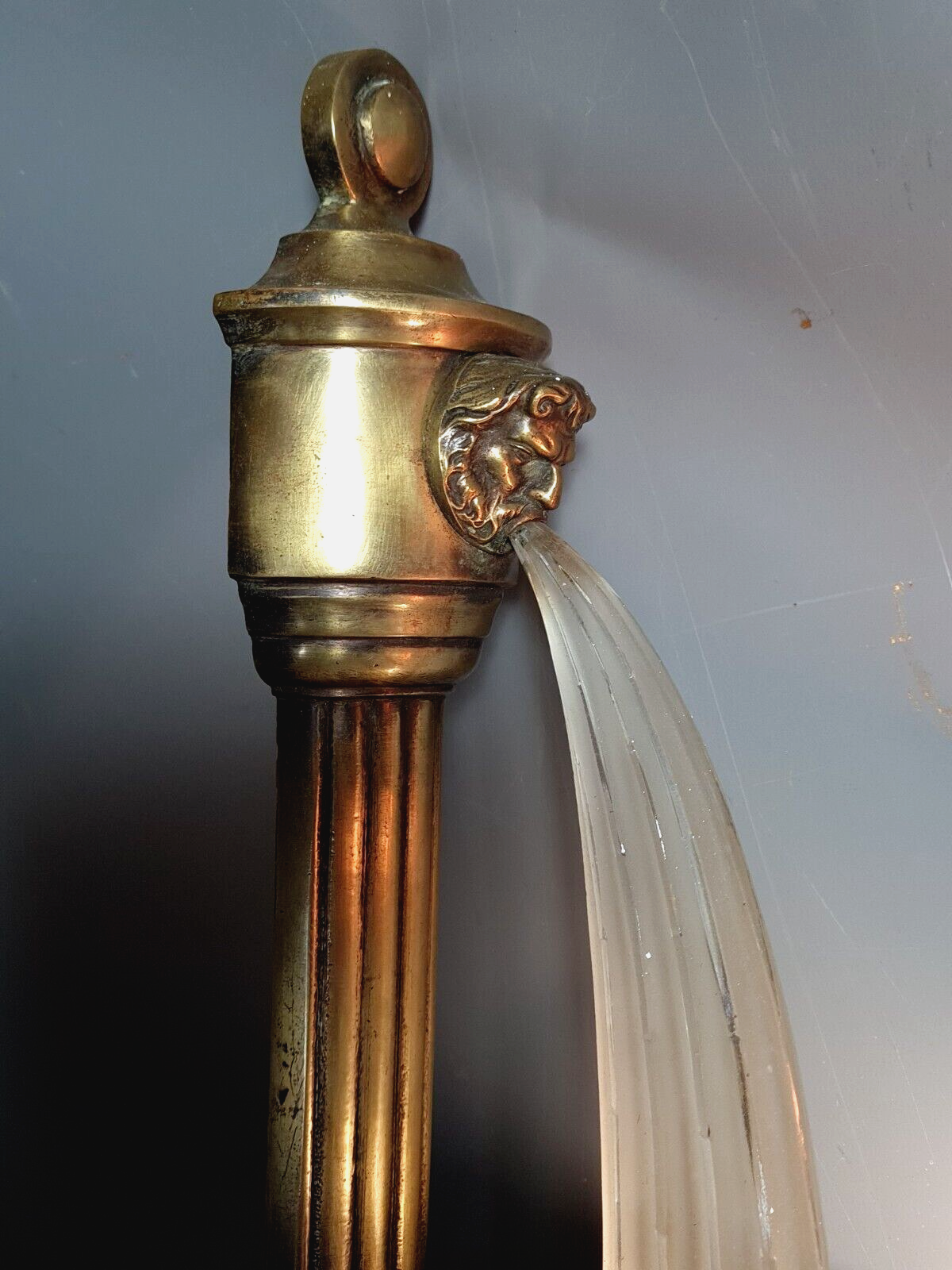 Art Deco bronze & glass wall lamp