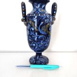 Small blue vase with birds
