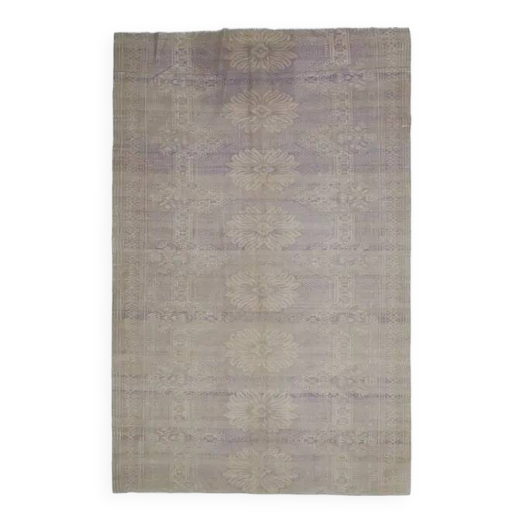 1970s Vintage Turkish Oushak Handmade Wool Cotton Purple Area Rug 168x268