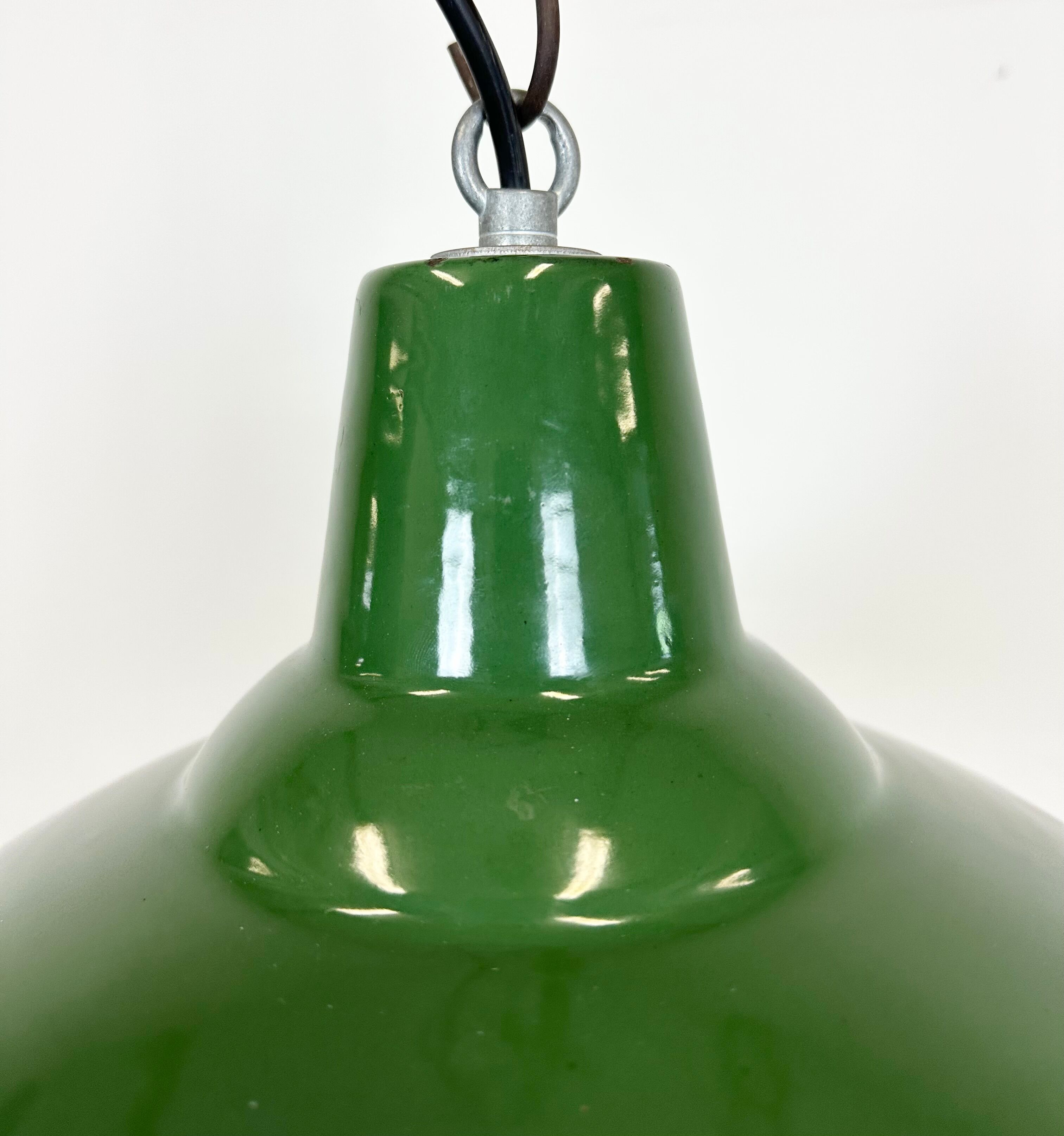 Industrial Green Enamel Factory Lamp from Benjamin, 1960s