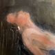 Signed painting, pastel, Chinese ink, portrait of a woman "black sun"