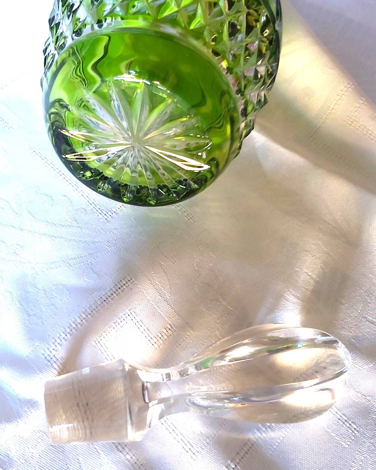 Green Baccarat cut crystal carafe